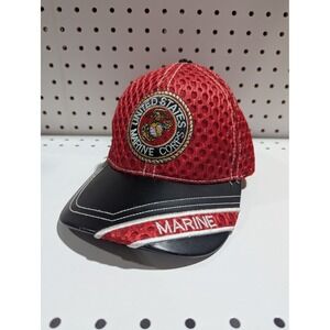 US Marine Corps Hat Cap Red Mesh Black Bill Embroidered Military